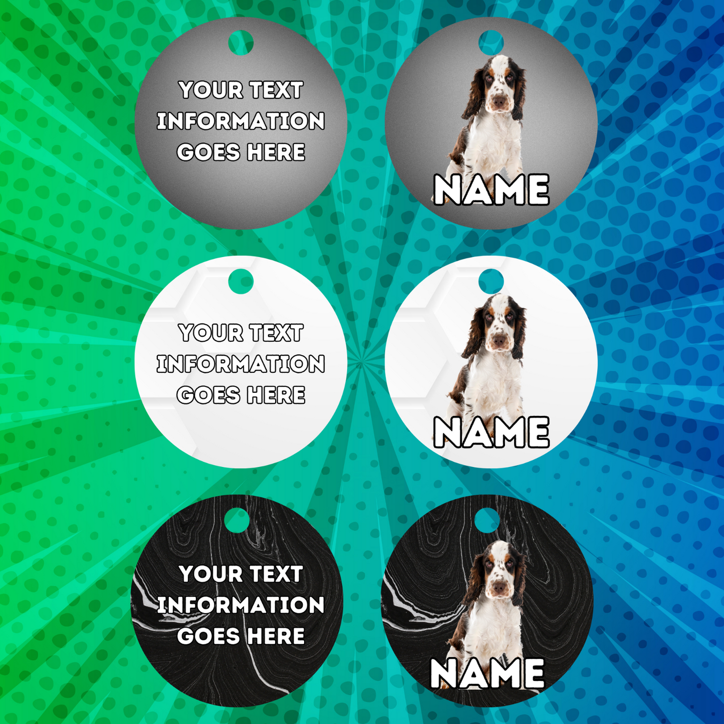 COCKER SPANIEL Dog Pet Personalised Your Own Photo Round