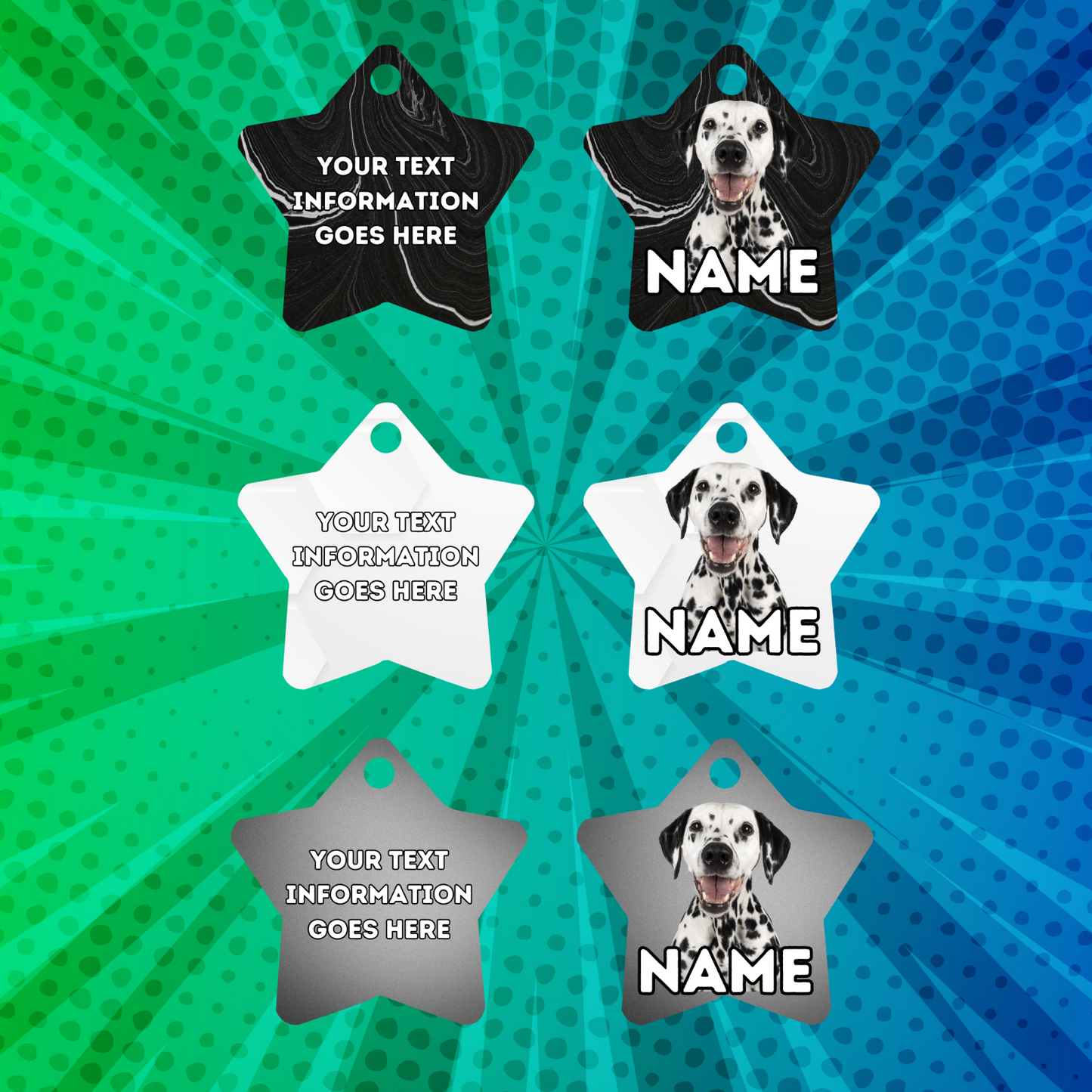 DALMATION Dog Pet Personalised Your Own Photo STAR Shape Tag