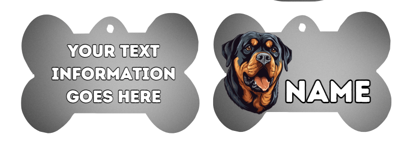 ROTTWEILER  Dog Personalised Your Own Photo Round Dog Bone, Military Tag