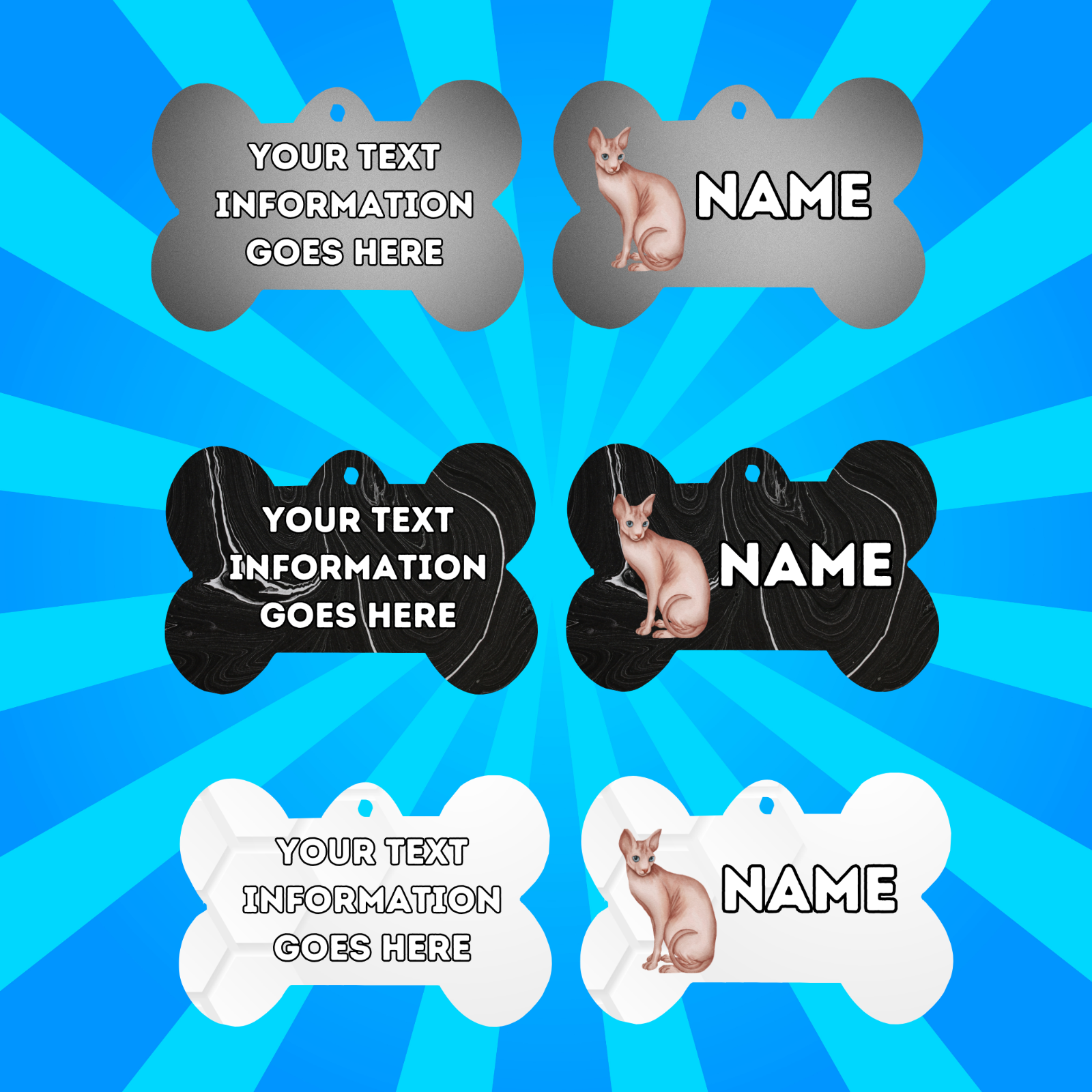 SPYHNX Cat Tag Pet Personalised Your Own Photo bone style tag