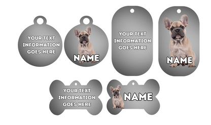 FRENCH BULLDOG Dog Pet Personalise Own Photo Round, Bone, Military Tag