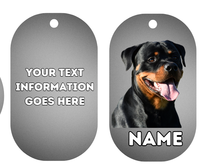 ROTTWEILER  Dog Personalised Your Own Photo Round Dog Bone, Military Tag