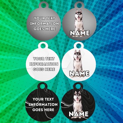 SIBERIAN HUSKY Fold Tag Pet Personalised Your Own Photo Rounded