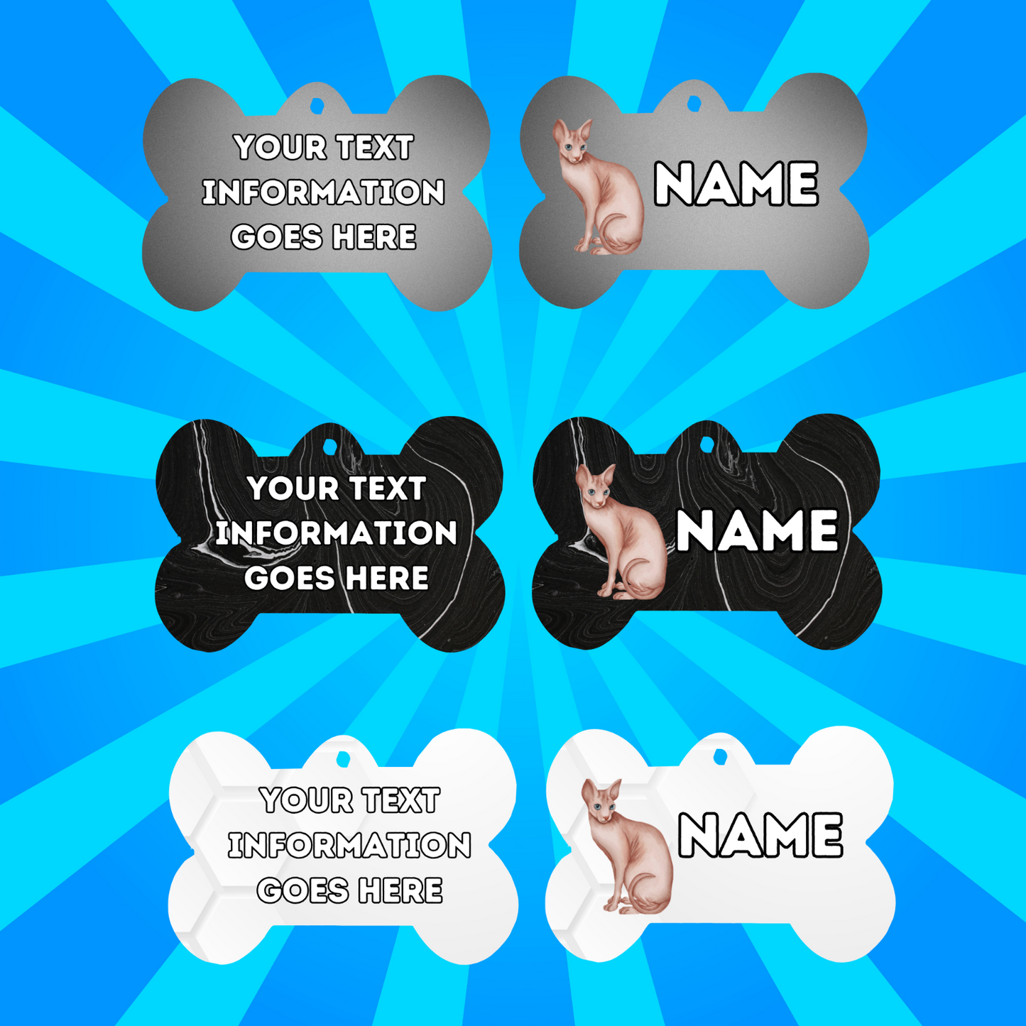 SPYHNX Cat Tag Pet Personalised Your Own Photo bone style tag