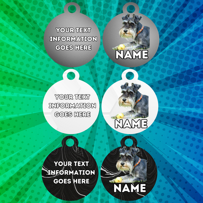 MINIATURE SCHNAUZER Fold Tag Pet Personalised Your Own Photo Rounded