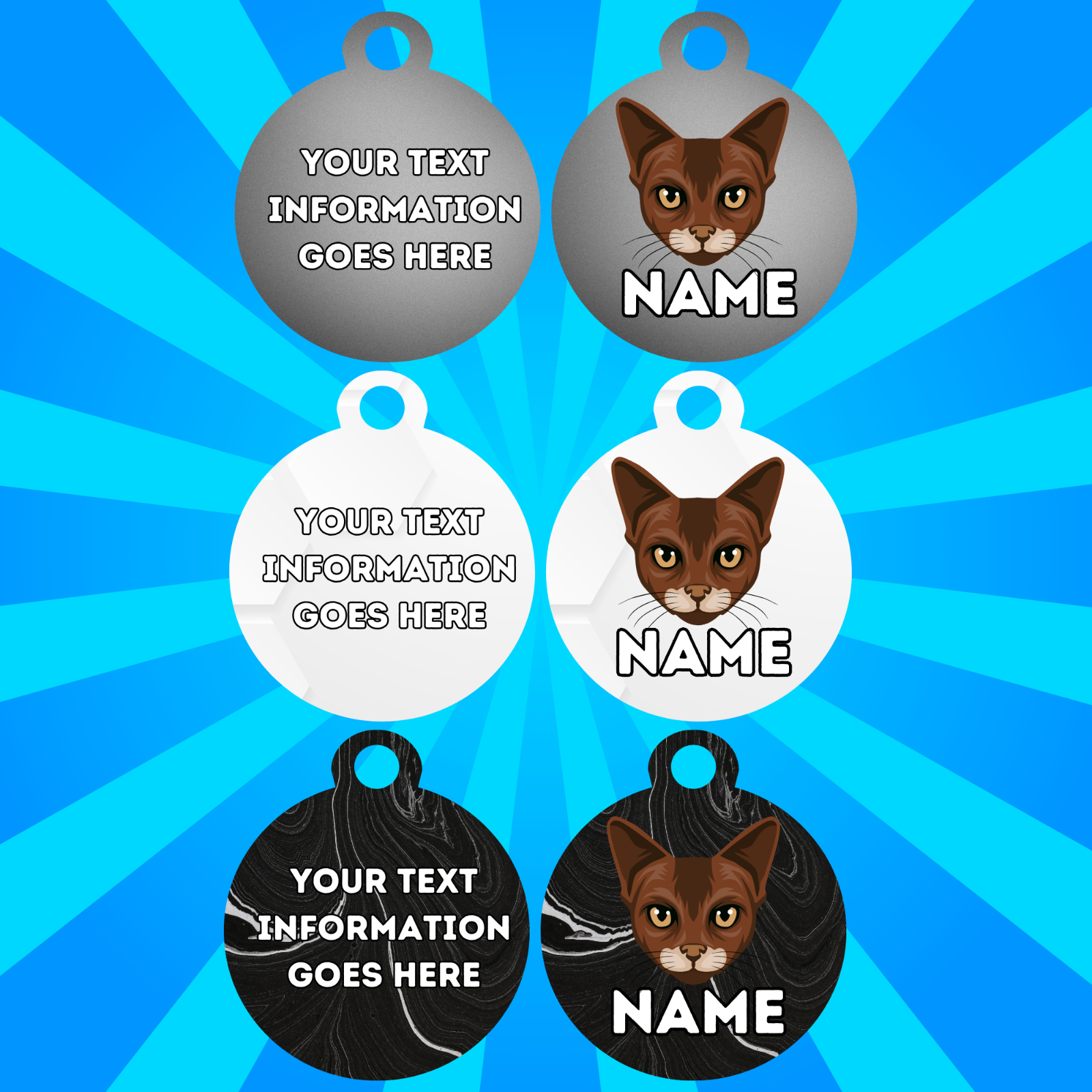 ABYSSINIAN Fold Tag Pet Personalised Your Own Photo Rounded