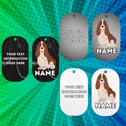 COCKER SPANIEL Dog Pet Personalise Own Photo Round, Bone, Military Tag