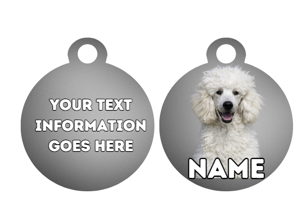 POODLE Dog Personalised Your Own Photo Round Dog Bone, Military Tag