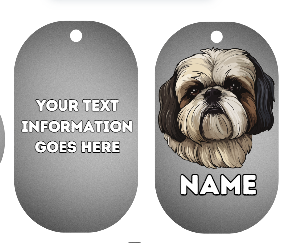 SHIH TZU  Dog Personalised Your Own Photo Round Dog Bone, Military Tag