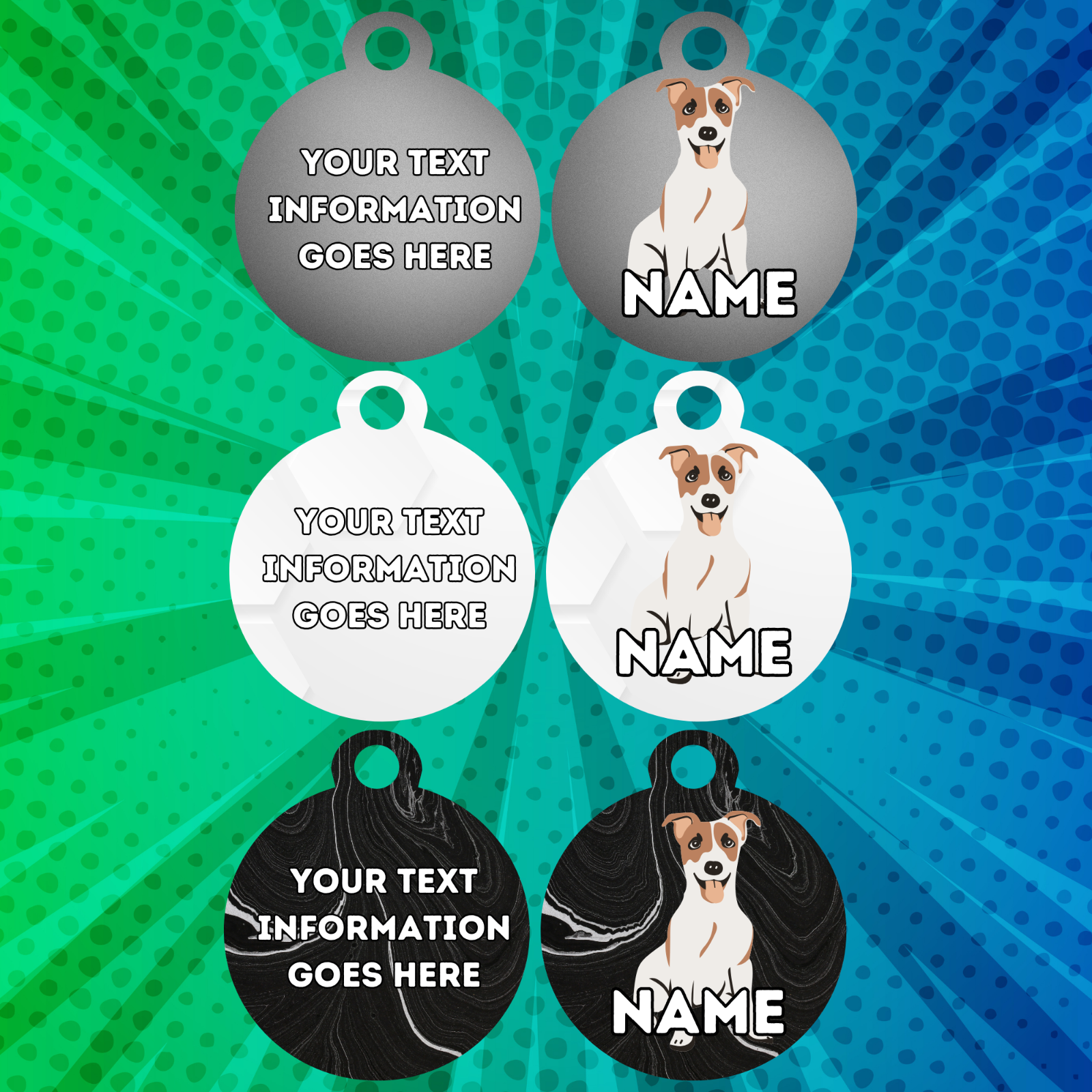 JACK RUSSELL Dog Pet Personalise Own Photo Round, Bone, Military Tag