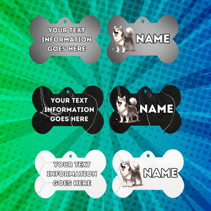 SIBERIAN HUSKY Cat Tag Pet Personalised Your Own Photo bone style tag