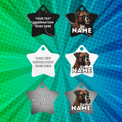 BOXER TAG Dog Pet Personalised Your Own Photo STAR Shape Tag