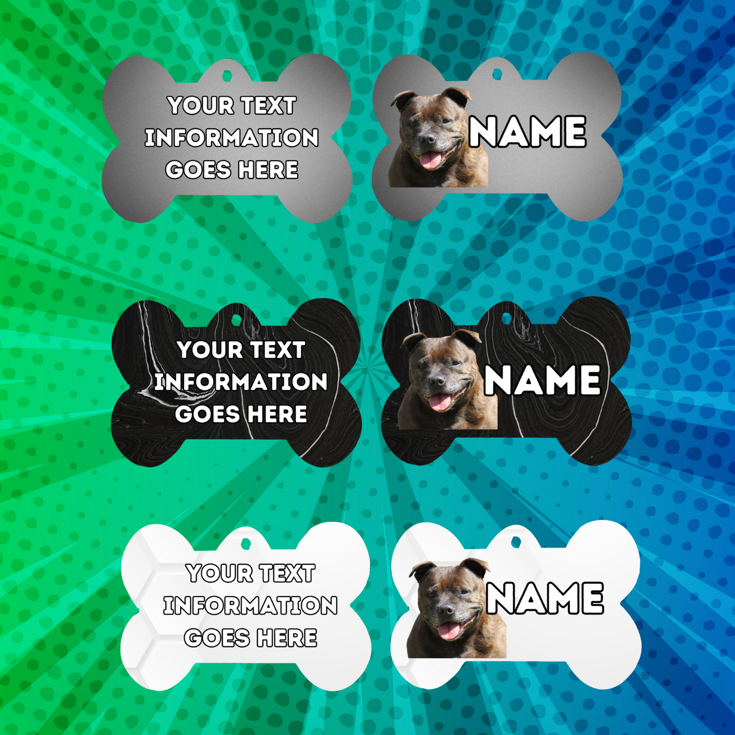 AMERICAN STAFFY TAG Dog Pet Personalised Your Own Photo bone style tag