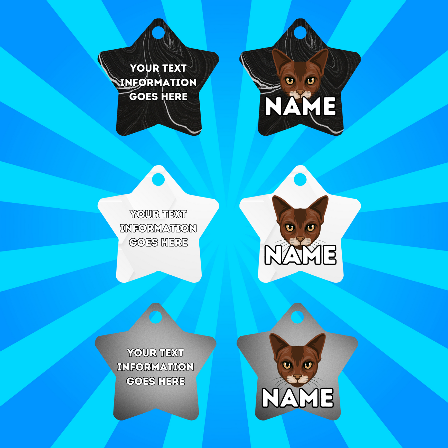 ABYSSINIAN Cat Tag Pet Personalised Your Own Photo STAR Shape Tag