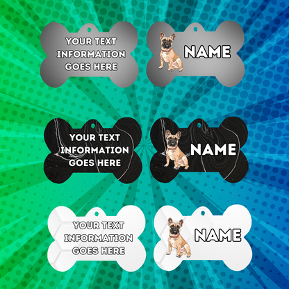 FRENCH BULLDOG Dog Pet Personalised Your Own Photo bone style tag