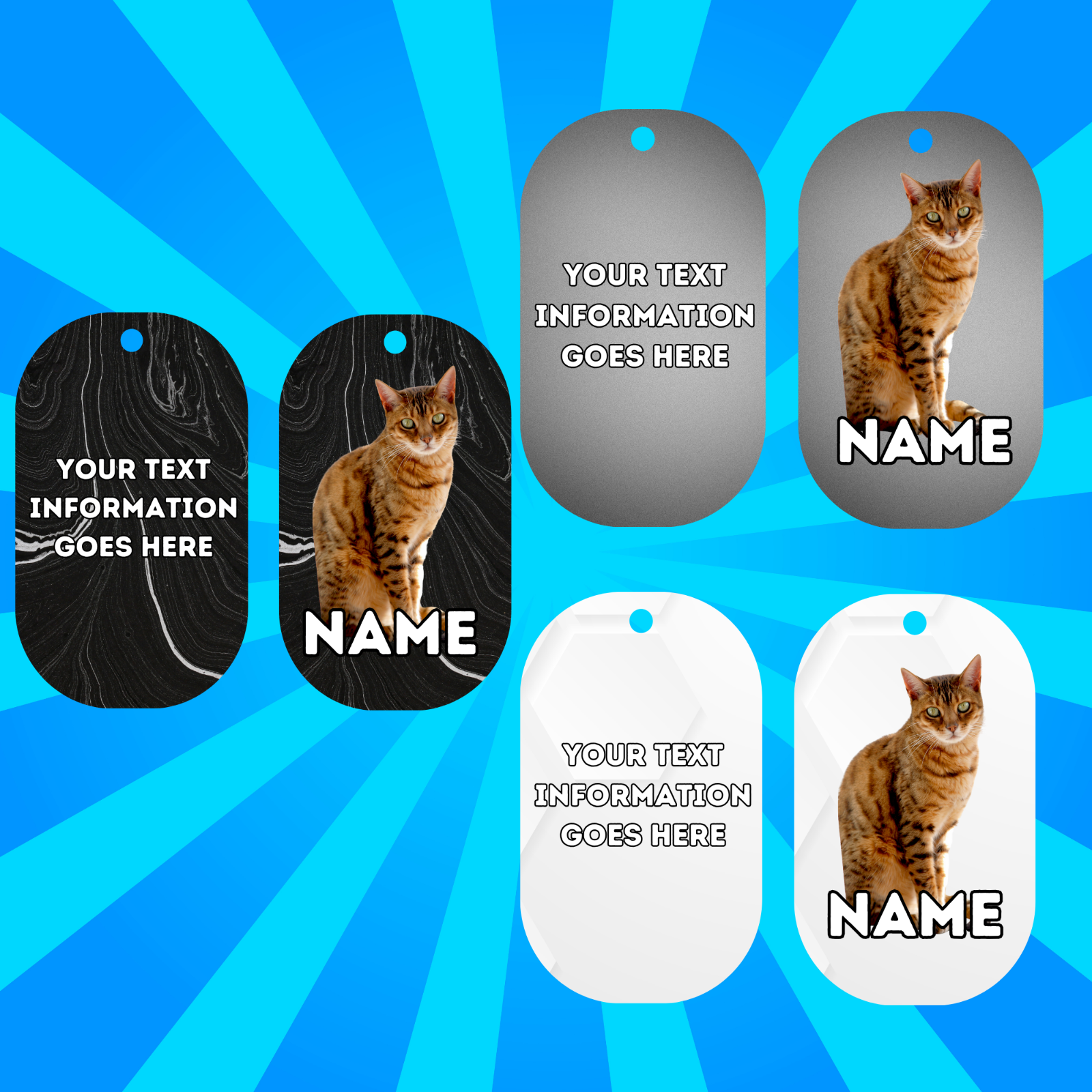 BENGAL Cat Tag Pet Personalised Your Own Photo Military Style Tag