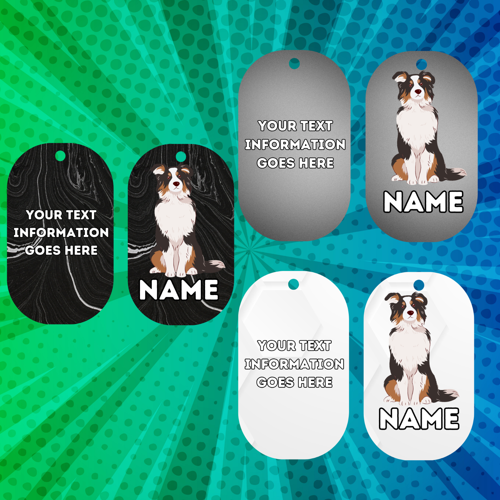 AUSTRILIAN SHEPPARD TAG Dog Pet Personalised Your Own Photo Military Style Tag