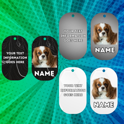 KING CHARLES CAVALIER Dog Pet Personalise Own Photo Round, Bone, Military Tag