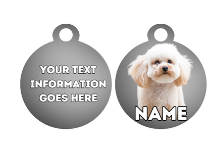 TOY POODLE  Dog Personalised Your Own Photo Round Dog Bone, Military Tag