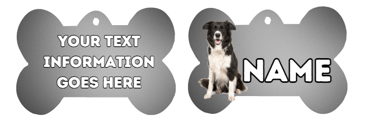 BORDER COLLIE Dog Pet Personalise Own Photo Round, Bone, Military Tag