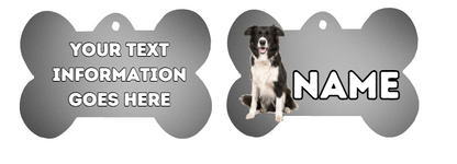 BORDER COLLIE Dog Pet Personalise Own Photo Round, Bone, Military Tag