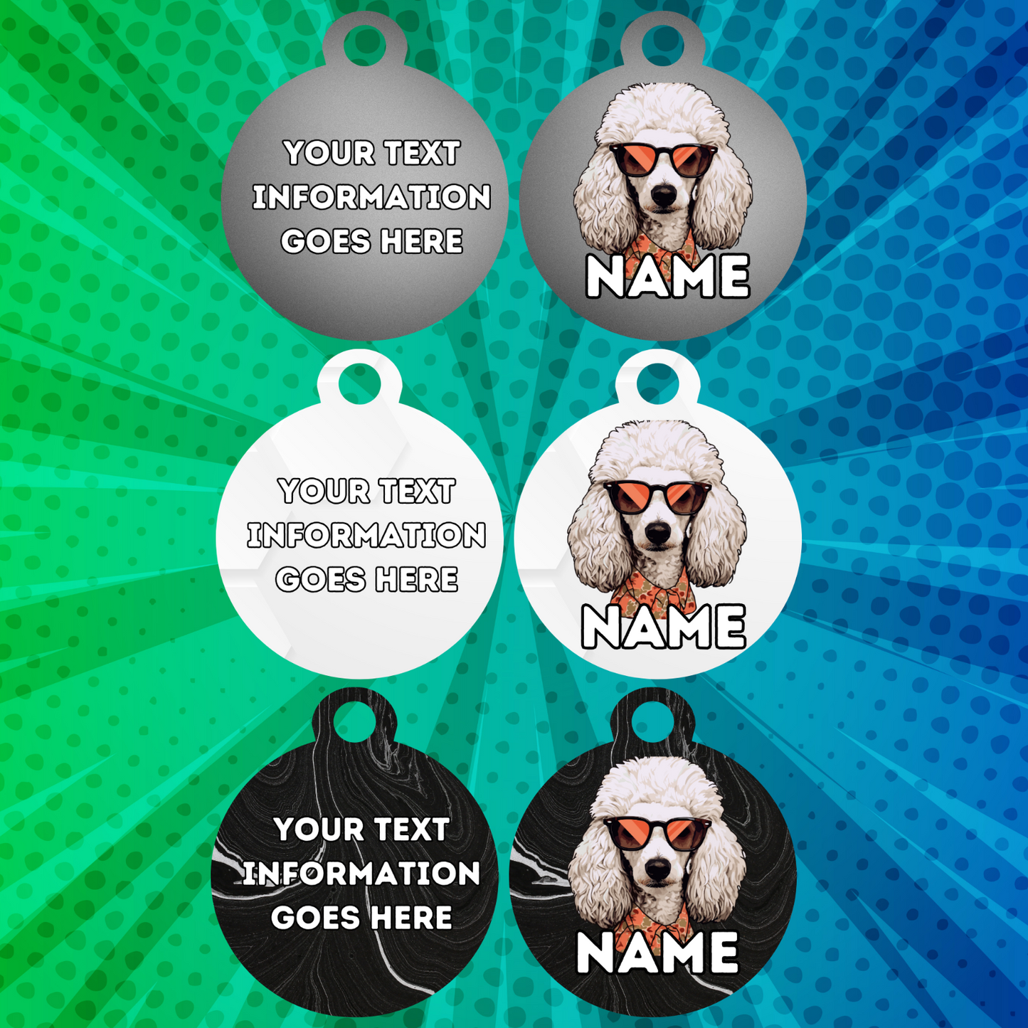 POODLE Fold Tag Pet Personalised Your Own Photo Rounded