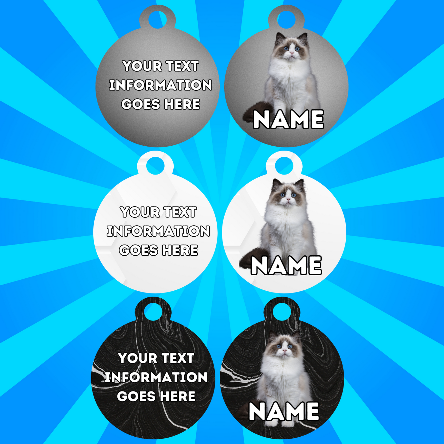 RAGDOLL CAT Tag Pet Personalised Your Own Photo Rounded