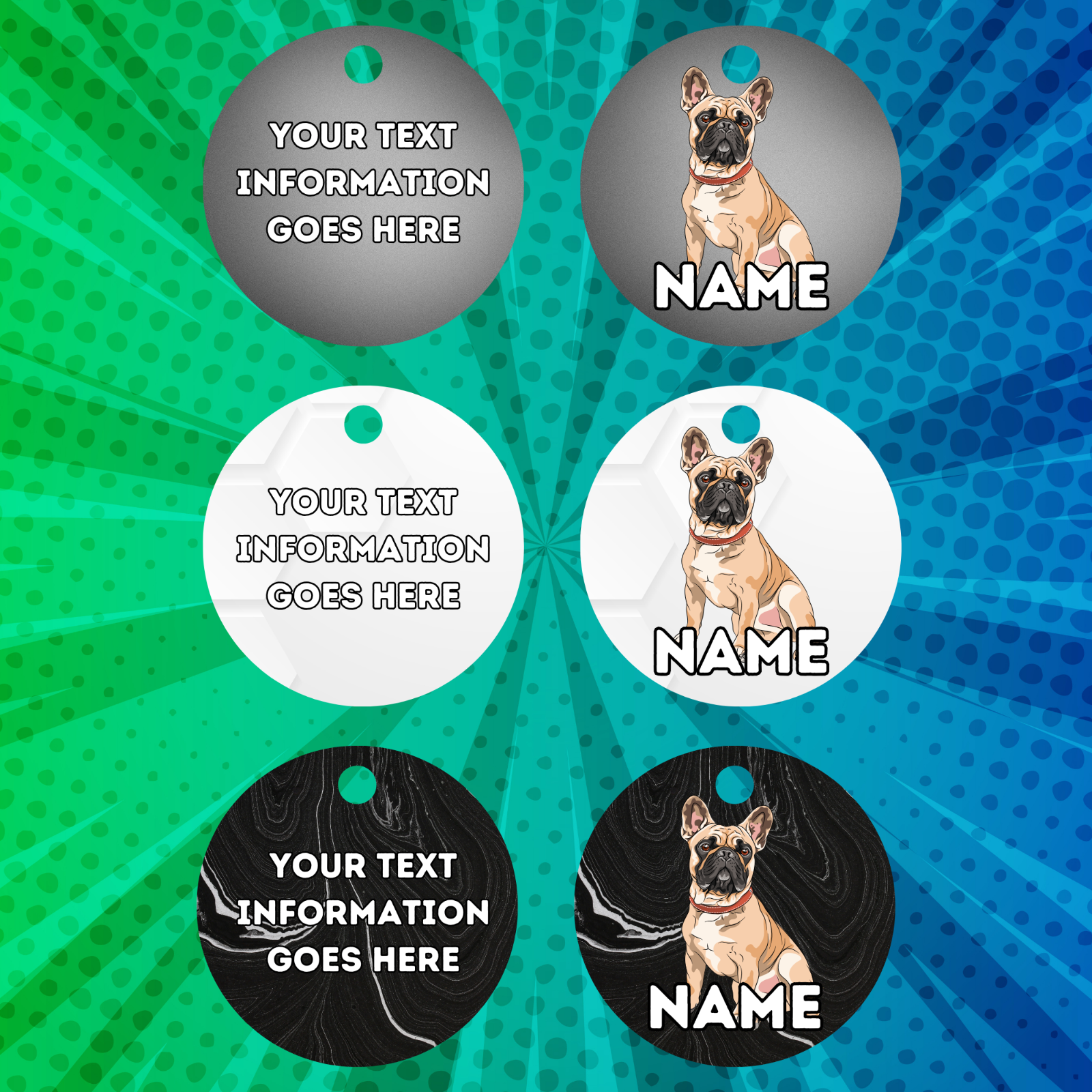 FRENCH BULLDOG Dog Pet Personalised Your Own Photo Round