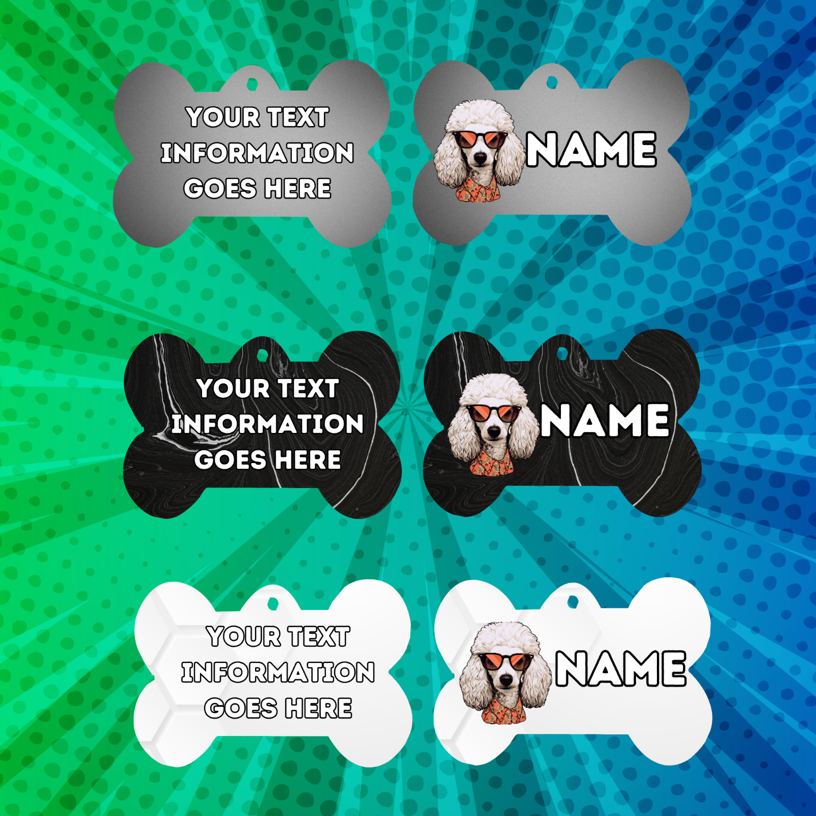 POODLE Cat Tag Pet Personalised Your Own Photo bone style tag