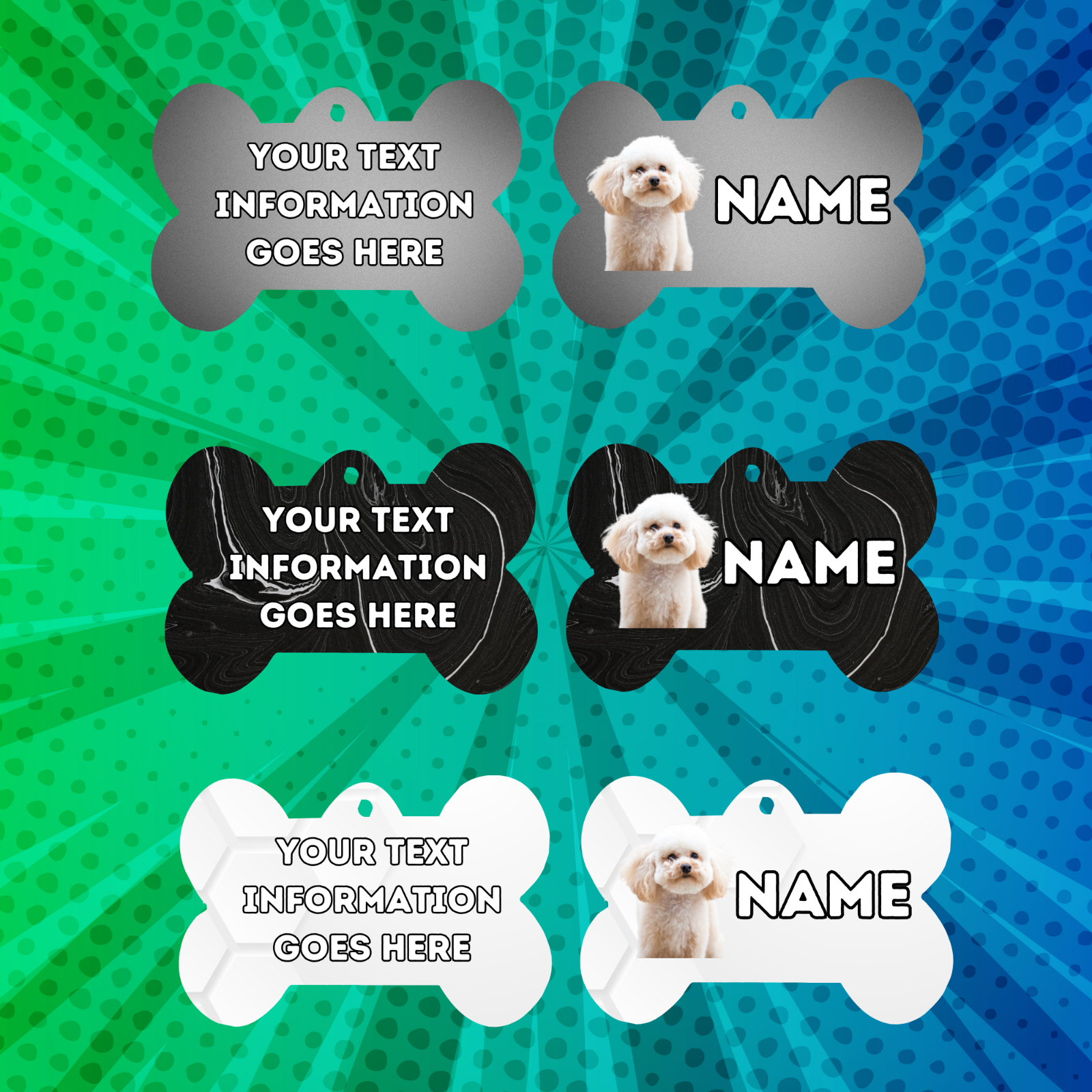 TOY POODLE  Dog Personalised Your Own Photo Round Dog Bone, Military Tag