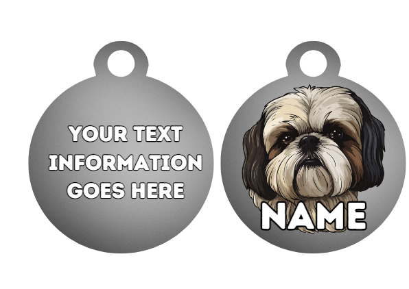 SHIH TZU  Dog Personalised Your Own Photo Round Dog Bone, Military Tag