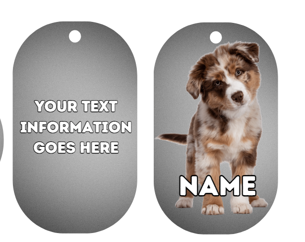 AUSTRILIAN SHEPPARD TAG Dog Pet Personalise Own Photo Round, Bone, Military Tag