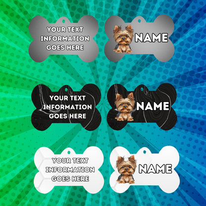 YORKSHIRE TERRIER Cat Tag Pet Personalised Your Own Photo bone style tag