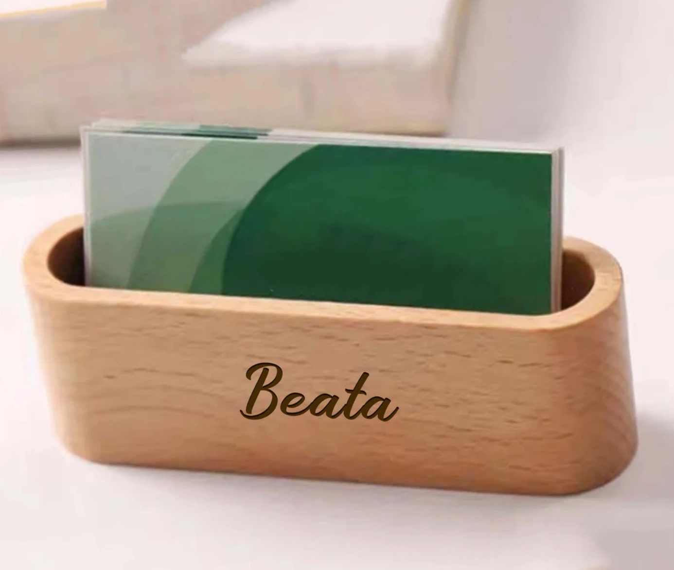 Business Card Holder, Customized Monogrammed Business Card Holder, Wood Card