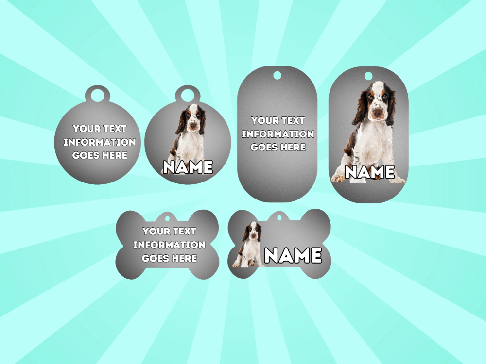 COCKER SPANIEL Dog Pet Personalise Own Photo Round, Bone, Military Tag