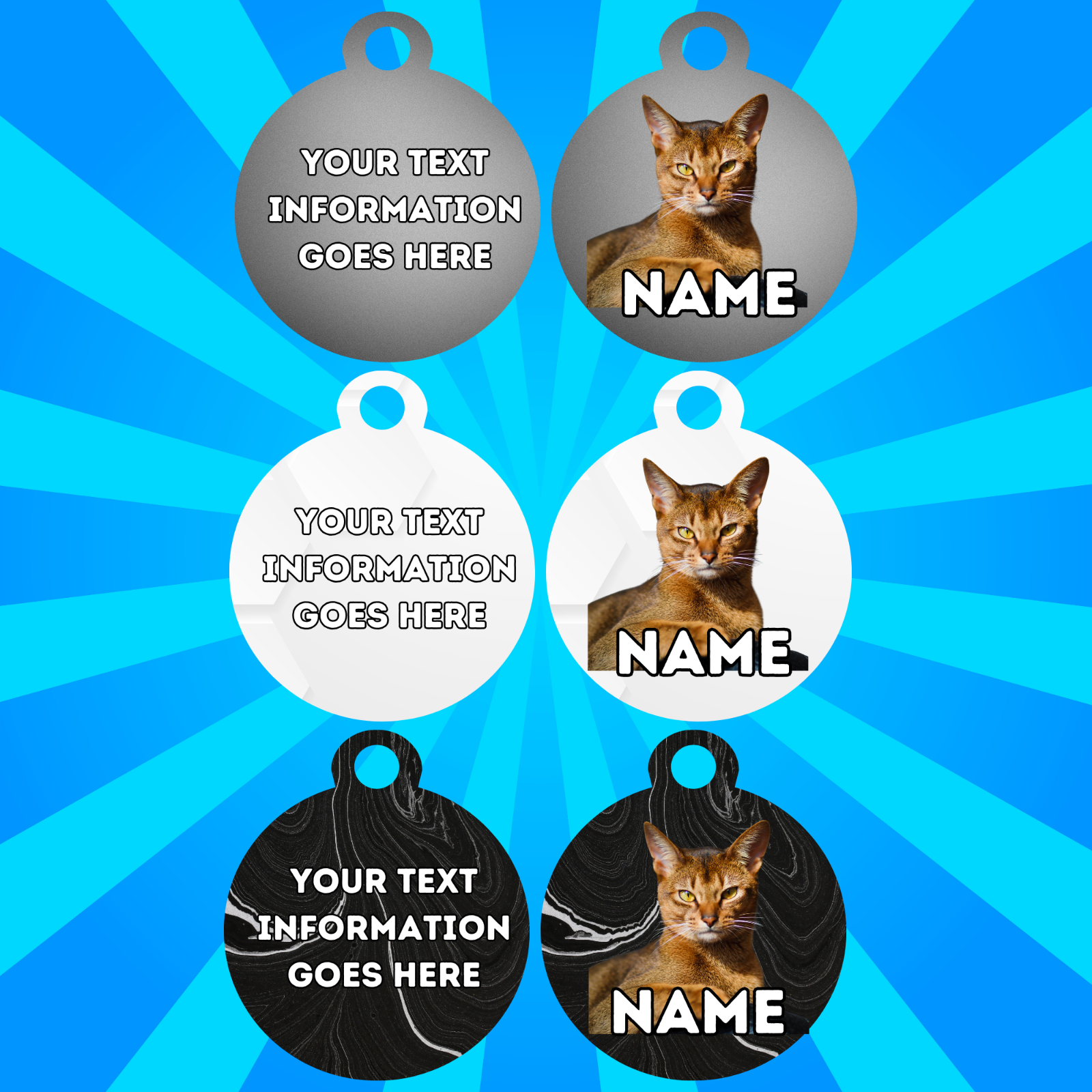 ABYSSINIAN Fold Tag Pet Personalised Your Own Photo Rounded