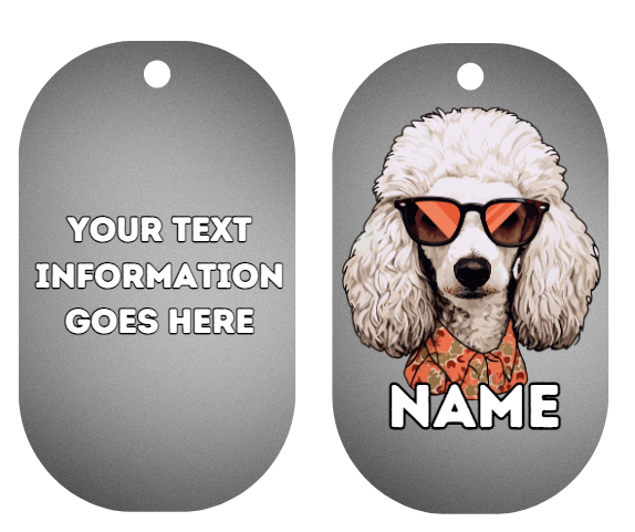 POODLE Dog Personalised Your Own Photo Round Dog Bone, Military Tag