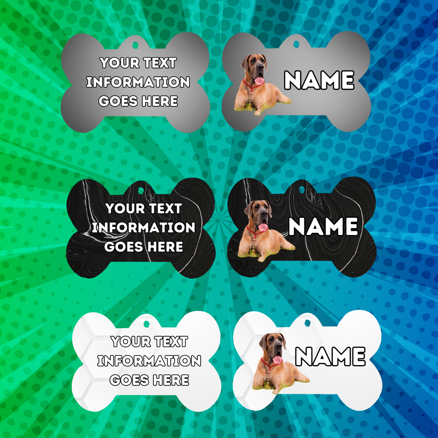 GREAT DANE Dog Pet Personalised Your Own Photo bone style tag