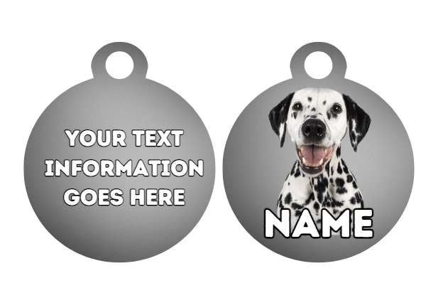 DALMATION Dog Pet Personalise Own Photo Round, Bone, Military Tag