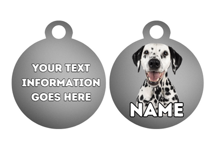 DALMATION Dog Pet Personalise Own Photo Round, Bone, Military Tag