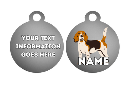 BEAGLE TAG Dog Pet Personalise Own Photo Round, Bone, Military Tag