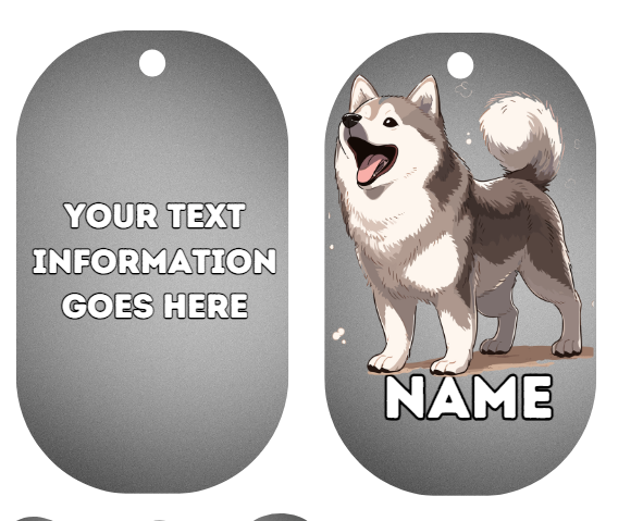 SIBERIAN HUSKY  Dog Personalised Your Own Photo Round Dog Bone, Military Tag