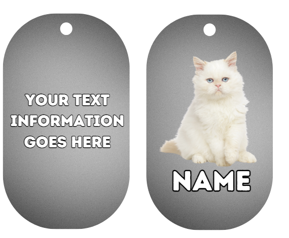 PERSIAN Cat Pet Personalised Own Photo Round, Dog Bone, Military Tag