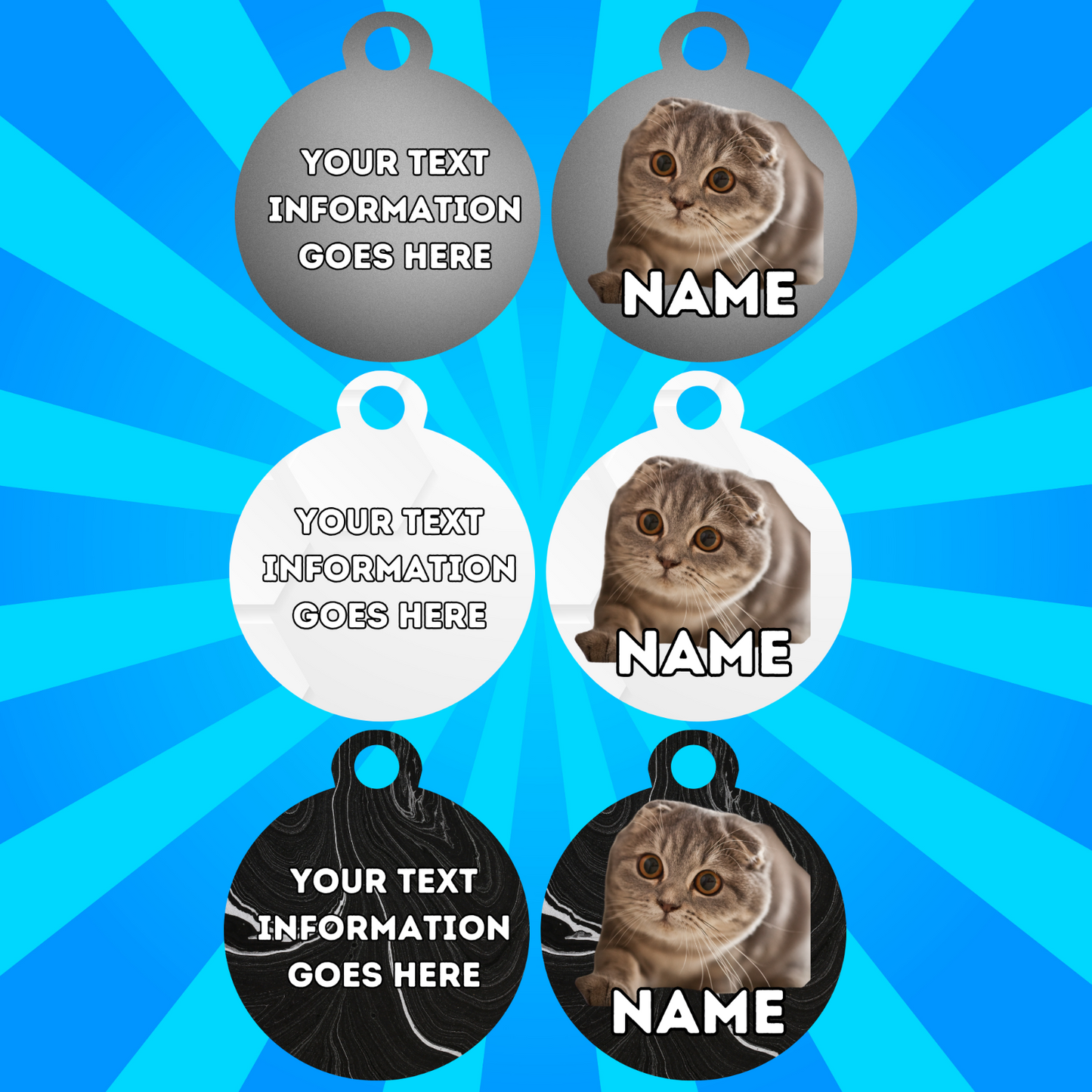 SCOTTISH FOLD  CAT Tag Pet Personalised Your Own Photo Rounded