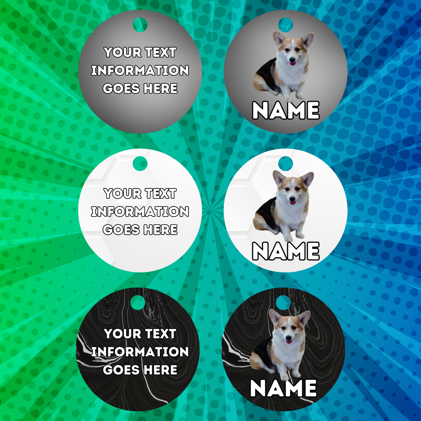 CORGIE Dog Pet Personalised Your Own Photo Round