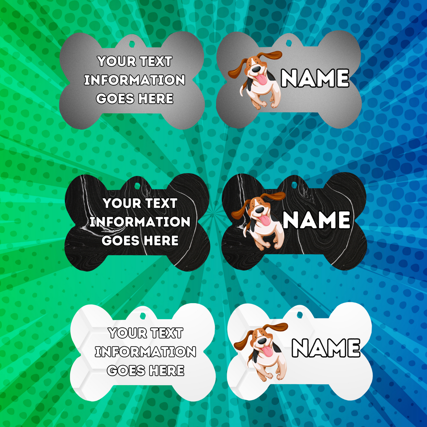 BASSET HOUND TAG Dog Pet Personalised Your Own Photo bone style tag