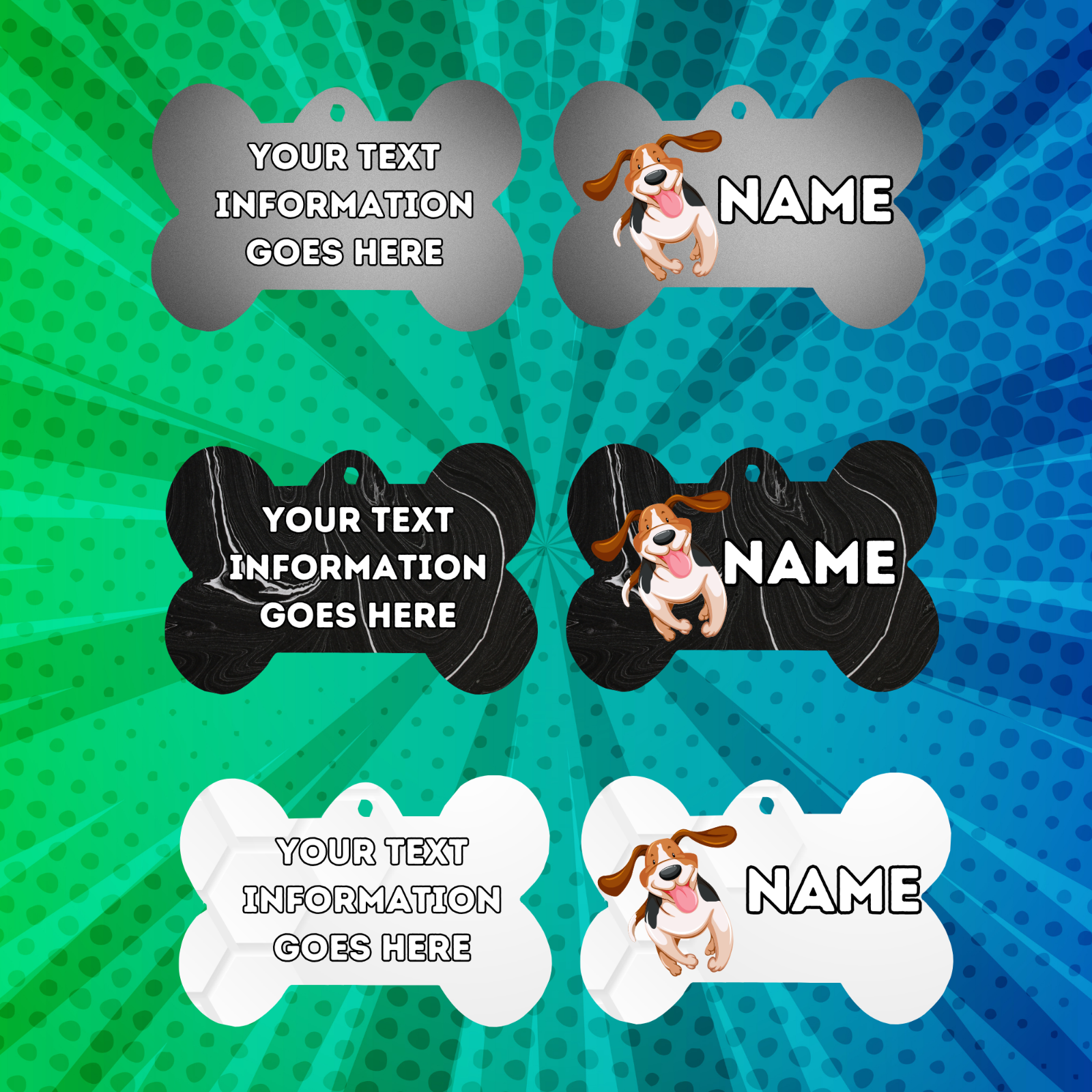 BASSET HOUND TAG Dog Pet Personalised Your Own Photo bone style tag