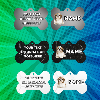 SHIH TZU Cat Tag Pet Personalised Your Own Photo bone style tag