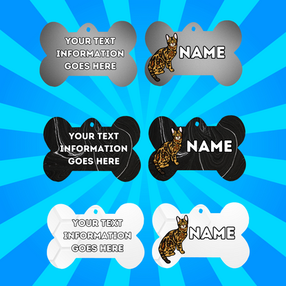 BENGAL Cat Pet Personalised Own Photo Round, Dog Bone, Military Tag