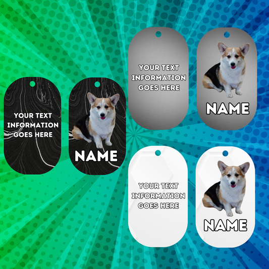 CORGIE Dog Pet Personalised Your Own Photo Military Style Tag